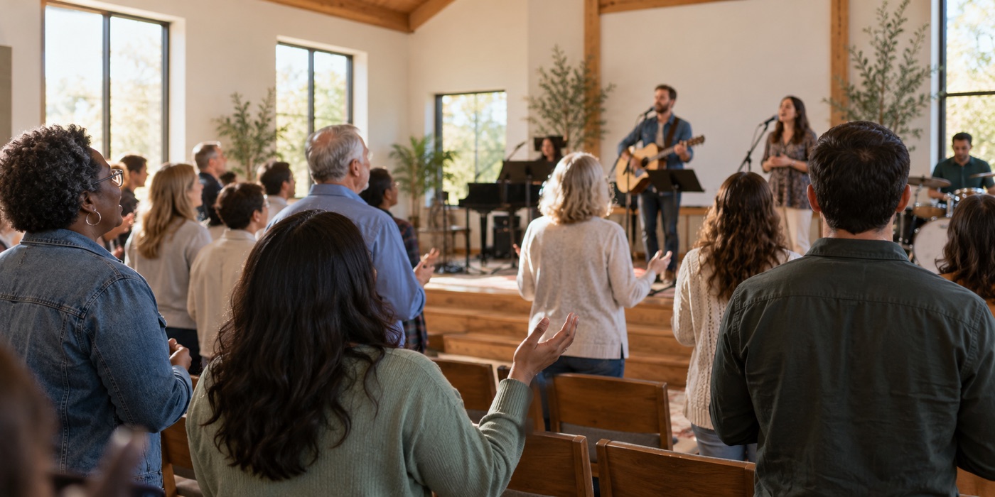 People gathered for music and worship